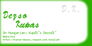 dezso kupas business card